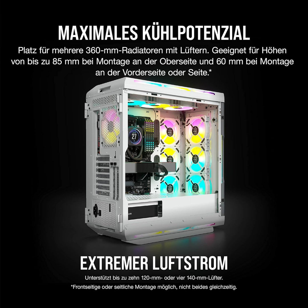 Corsair iCUE 5000T RGB Mid-Tower-ATX-PC-Gehäuse - 208 ansteuerbare RGB-LEDs - Platz für mehrere 360-