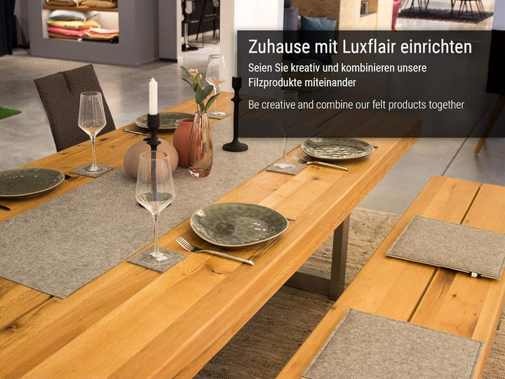 Luxflair Eckiges Filz Wende-Sitzkissen 4er Set in dunkelgrau/schwarz. Waschbare Sitzauflage mit Füll