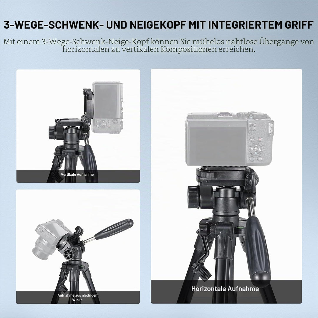 NEEWER Basic Mini Tisch Stativ für Kamera mit 3 Wege Schwenk Neigekopf und Handgriff, Kleiner tragba