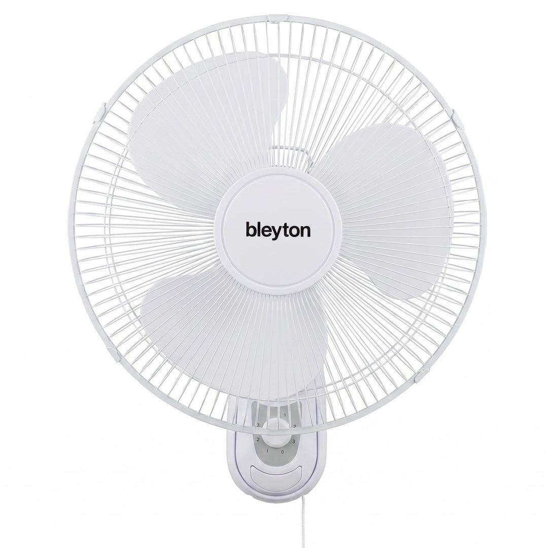 BLEYTON Leiser Wandventilator Weiss 40W CLASSIC WALL | Wandventilator mit Zugschalter, 90° Oszillati