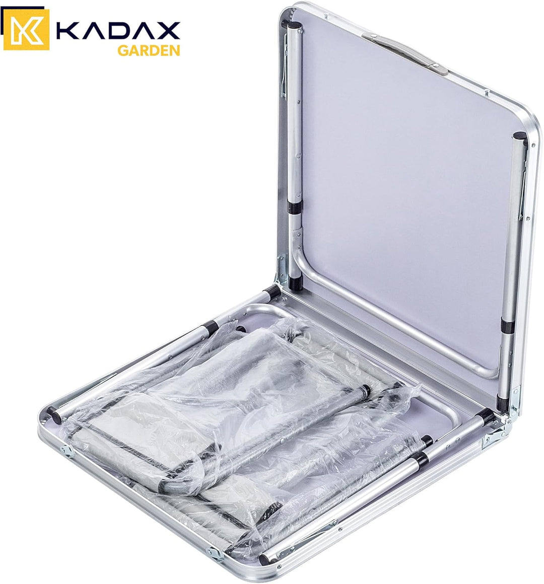 KADAX Campingmöbelset, Camping Tisch mit Klappstühlen, Klapptisch mit 4 Sessel, Höhenverstellbare Si