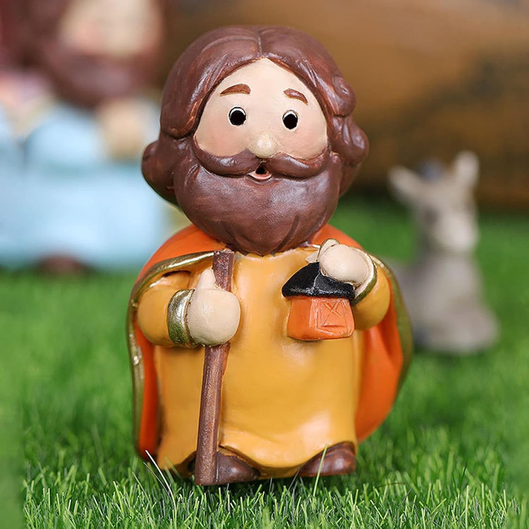 Krippenfiguren Set, Weihnachtskrippe Figuren Handbemalt, 10 Teilig Mit Maria Josef Jesus, Krippenzub