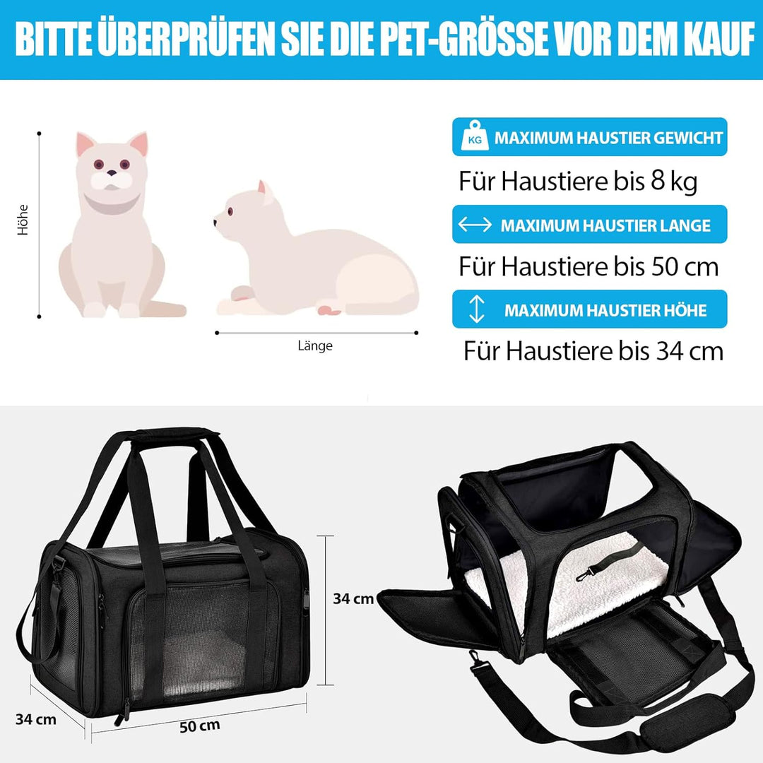 TOFFCAEA Transporttasche für Katze Hund, Hundetransportbox, Faltbare Katzentransportbox, tragbar, 8k