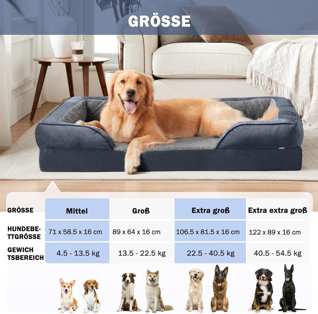 JOEJOY Mittelgross Orthopädisches Hundebett, mittelgrosses waschbares Katzenbett Hundekissen mit Wab