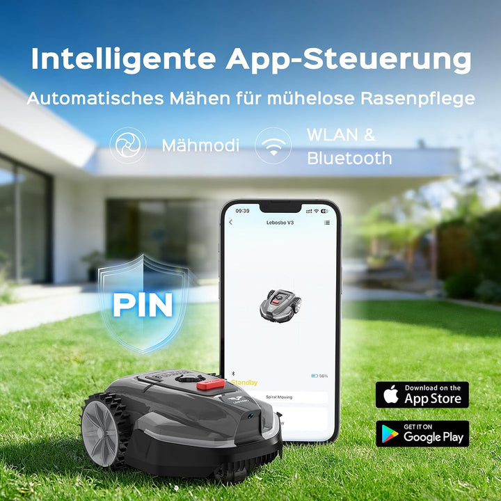 V3 Mähroboter ohne Begrenzungskabel, KI-Visionsnavigation, 150+ Hinderniserkennung, App-Steuerung, b