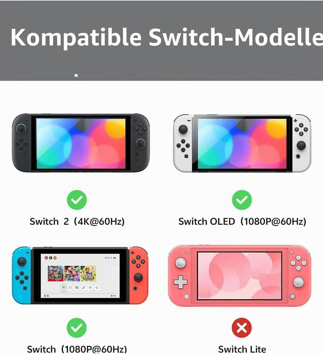 Switch Dock for Nintendo Switch OLED, 2 in 1 Switch TV Adapter with 4K HDMI Cable, Type C 100W Charg