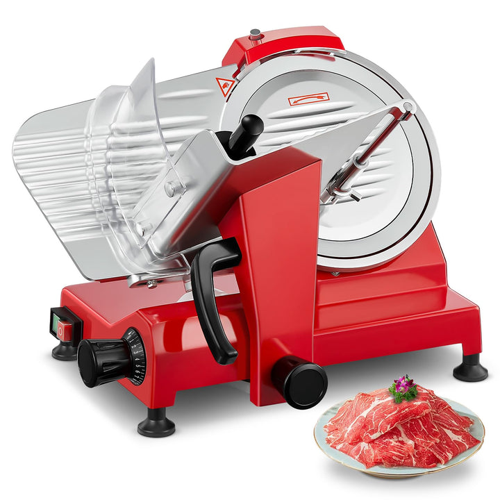 FOHERE Allesschneider Elektrische Aufschnittmaschine Max 300 W, Klinge 25 cm, Integrierter Schärfer,