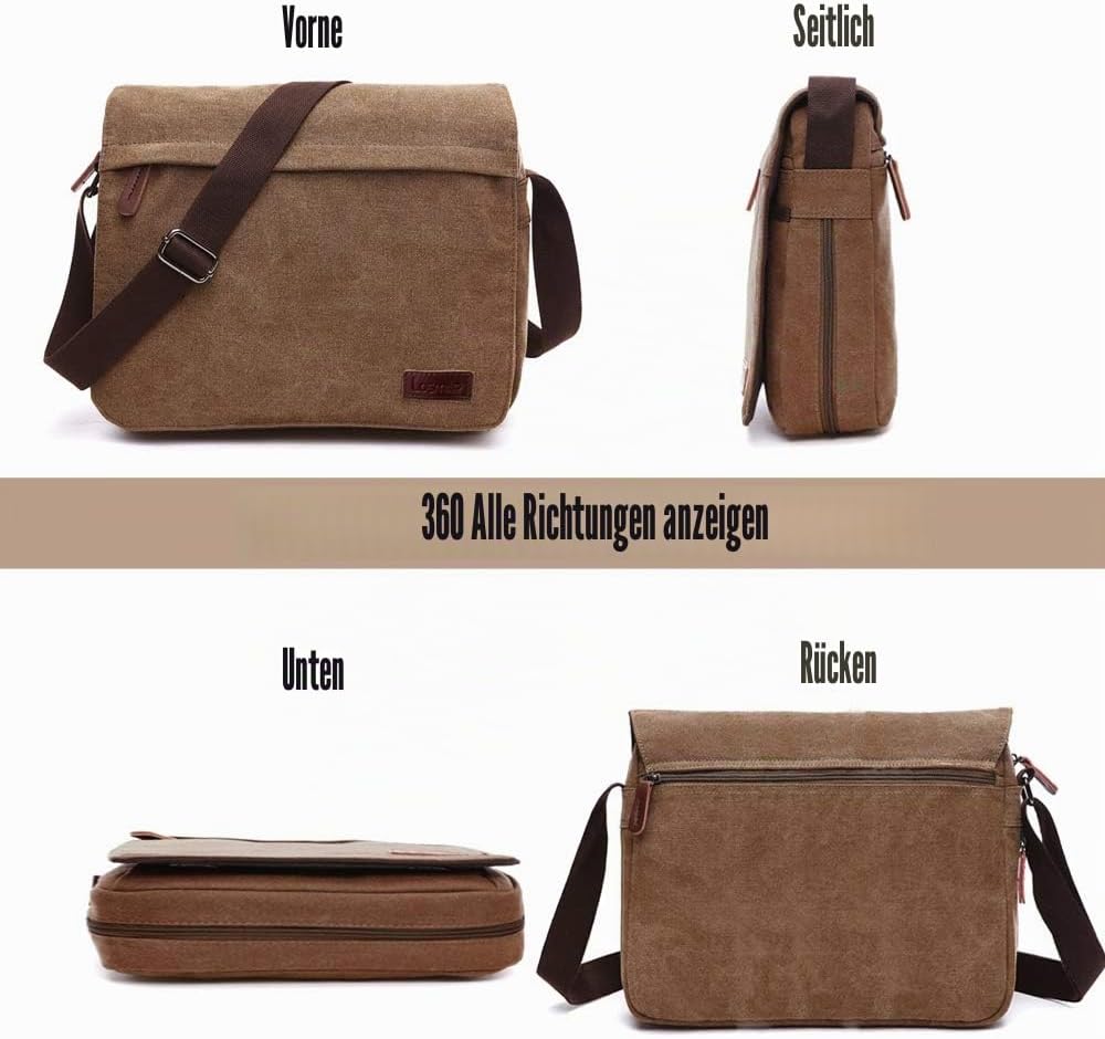 LOSMILE Herren Umhängetaschen, Leinwand Schultertaschen, Laptoptasche,Schulranzen, für Schule und Ar