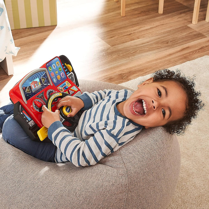 Vtech Abenteuer Lernlenkrad – Interaktives Lenkrad mit LCD-Farbbildschirm, 3 Spielmodi, zahlreichen