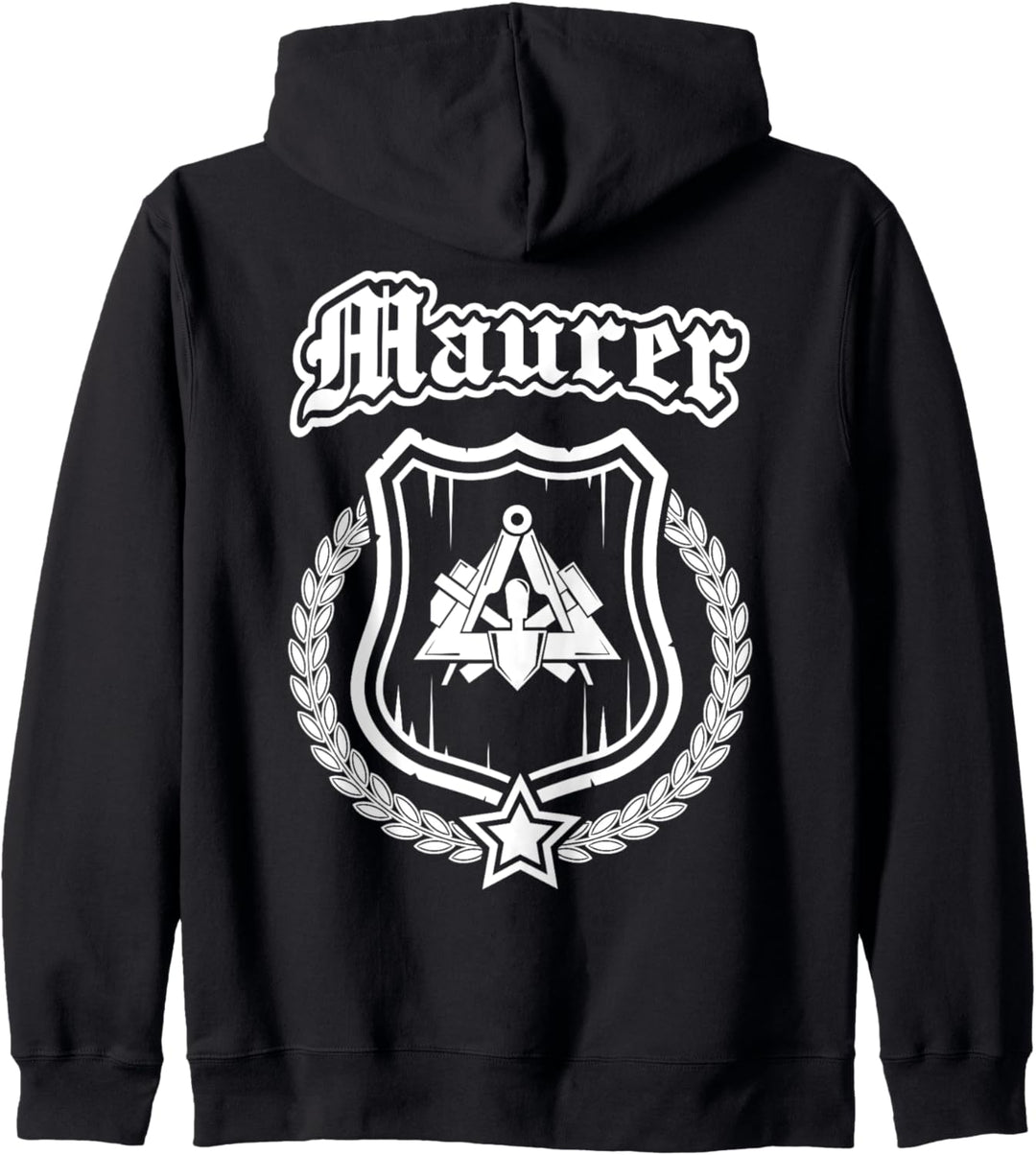 Maurer - Zunftzeichen auf Wappen mit Ehrenkranz. Kapuzenjacke