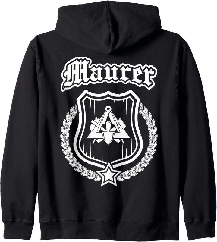 Maurer - Zunftzeichen auf Wappen mit Ehrenkranz. Kapuzenjacke
