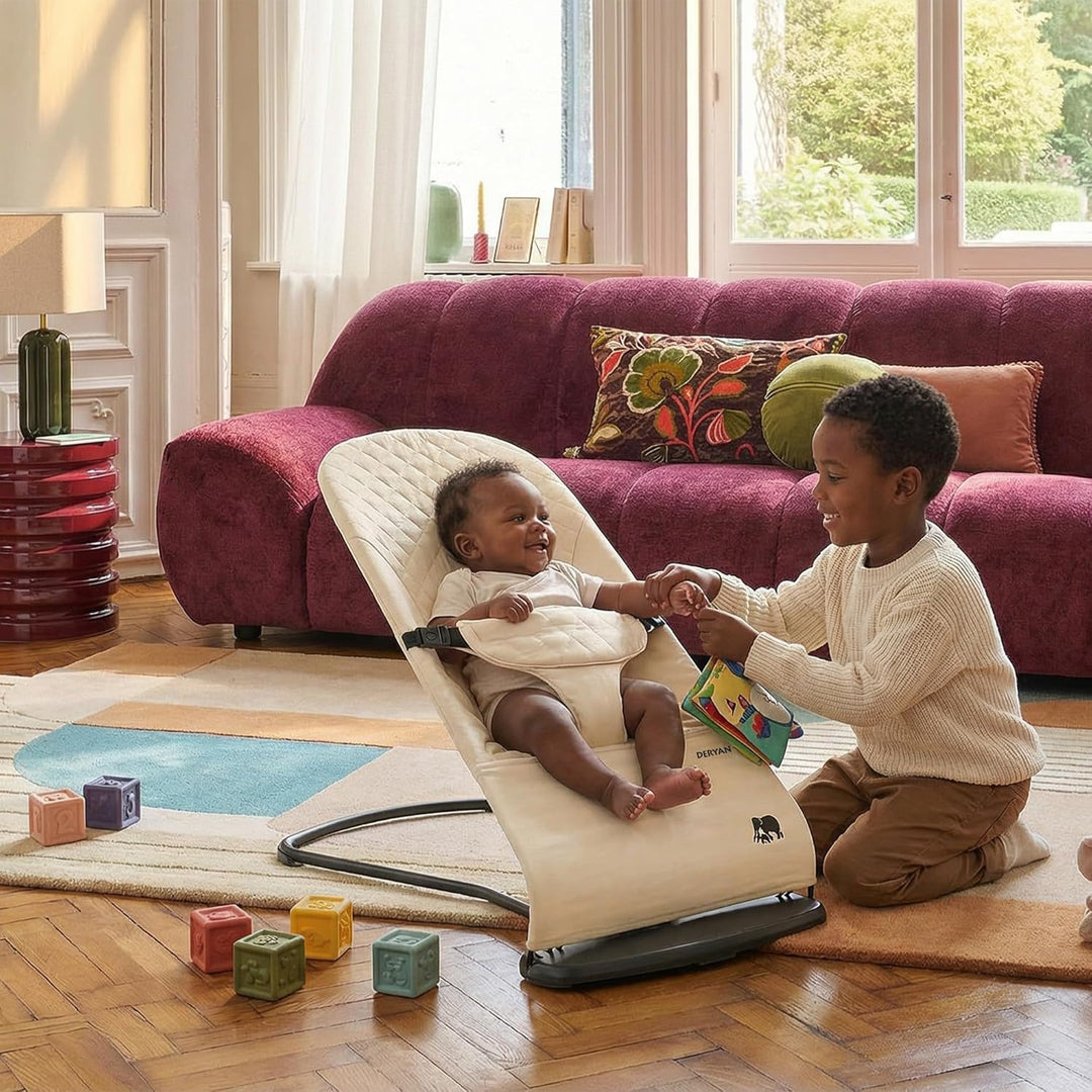 DERYAN Buddy Babywippe – Ergonomisch & Weich – Verstellbar & Klappbar – Reise-Wippe für Babys 0–9 kg