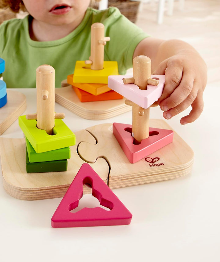 Hape Kreatives Steckpuzzle von Hape | Holz Stapelspiel Problemlösungspuzzle für Kleinkinder, Stapels
