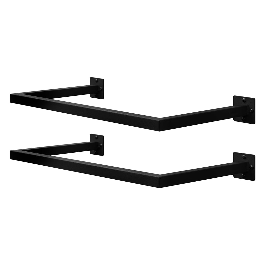 2er Set Kleiderstange Wand Rechteck, Garderobenstange Wandmontage, aus Industrierohr, platzsparend,
