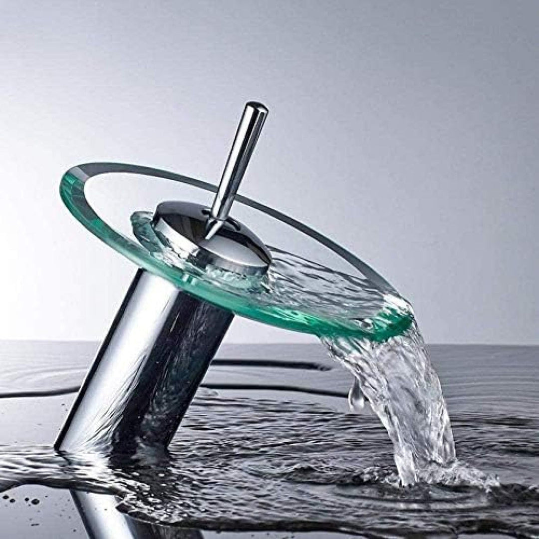 Wasserfall Wasserhahn Glas Waschbecken Mischbatterie - Deck Montiert für Badezimmer Becken