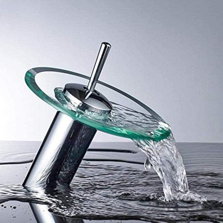 Wasserfall Wasserhahn Glas Waschbecken Mischbatterie - Deck Montiert für Badezimmer Becken