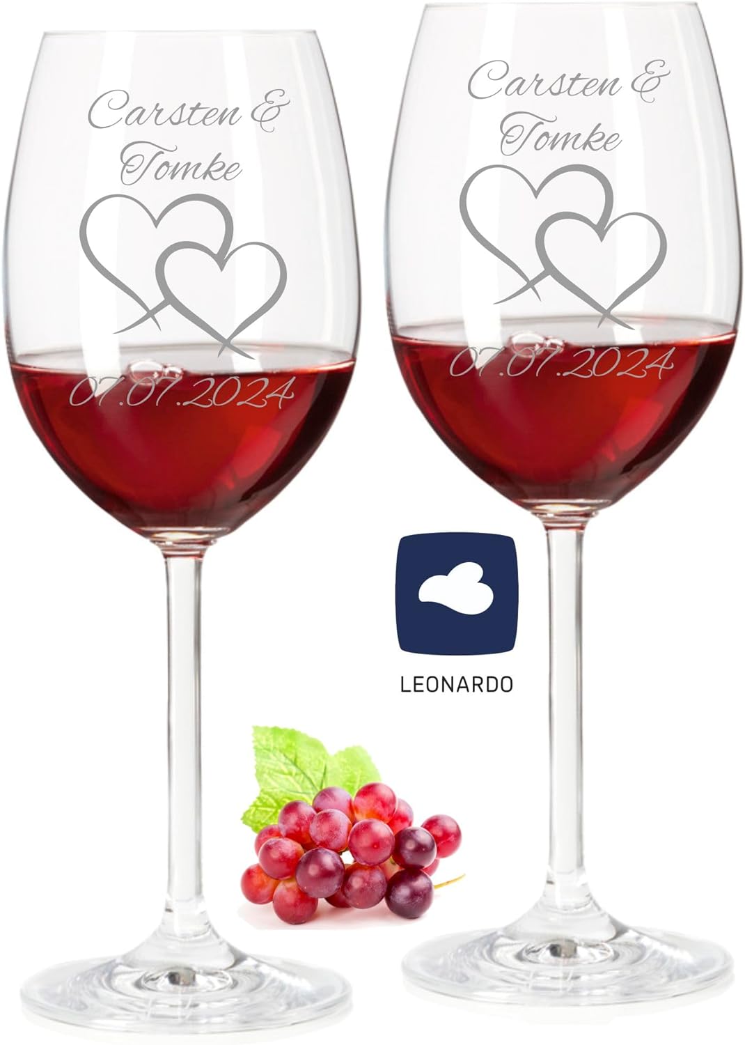 Geschenk zum Valentinstag – Wein Geschenksets – Weinglas mit Gravur 460ml – Hochzeitsgeschenke – Ges