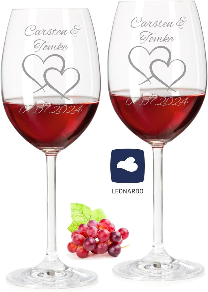 Geschenk zum Valentinstag – Wein Geschenksets – Weinglas mit Gravur 460ml – Hochzeitsgeschenke – Ges