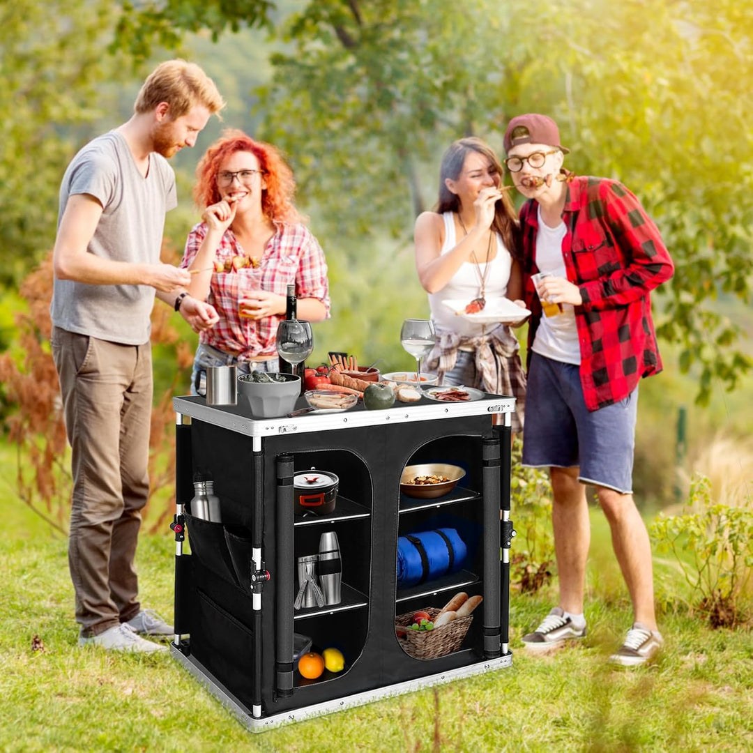 EAGLE PEAK Zwei-Personen-Camping-Klapptisch mit Aufbewahrungsorganizer und Seitentaschen, tragbare O