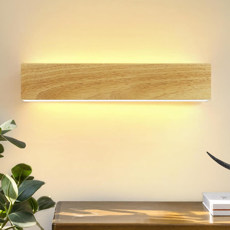 ZMH LED Wandleuchte innen Wandlampe - 32CM Holz Modern Flurlampe Up und Down Design Treppenhauslampe