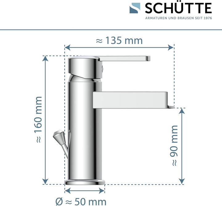 SCHÜTTE NIAGARA Waschtischarmatur mit Schwallauslauf, Wasserfallarmatur für Waschtisch, waschtischar