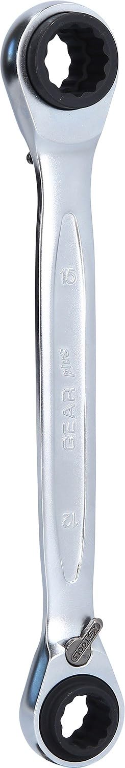 KS Tools 503.4543 4 in 1 GEARplus umschaltbar Doppel-Ratschenringschlüssel, 12x13x14x15mm, 12x13x14x