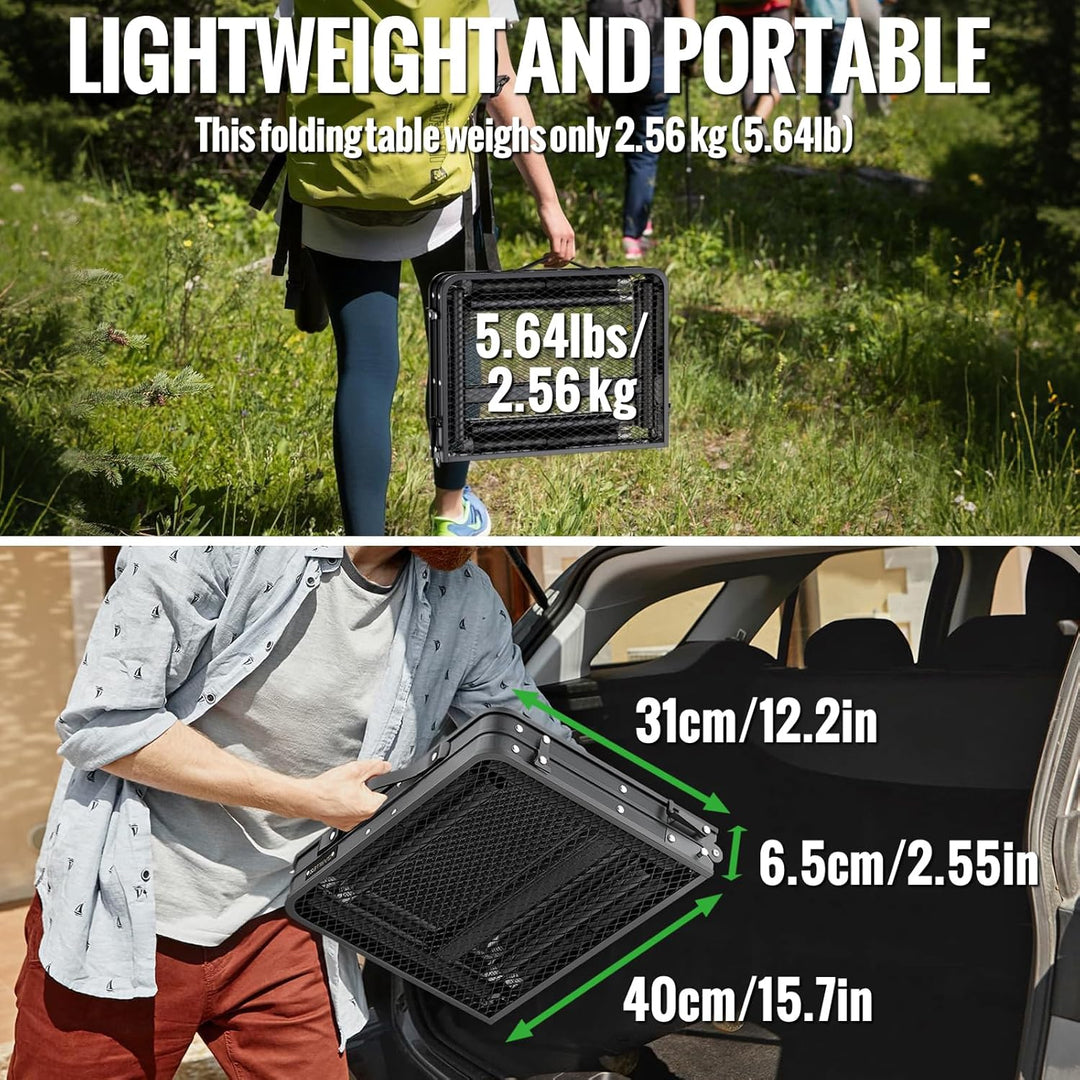 GARLLEN Grilltisch klappbar, 60x40cm & 3 Höhenverstellbar(27/51/75cm), Leicht und Tragbar, Klapptisc