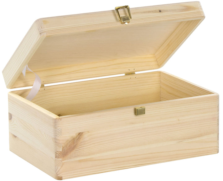 LAUBLUST Holzkiste mit Deckel &amp; Schloss - 30x20x14cm, Natur - Aufbewahrungskiste | Erinnerungsbox, F