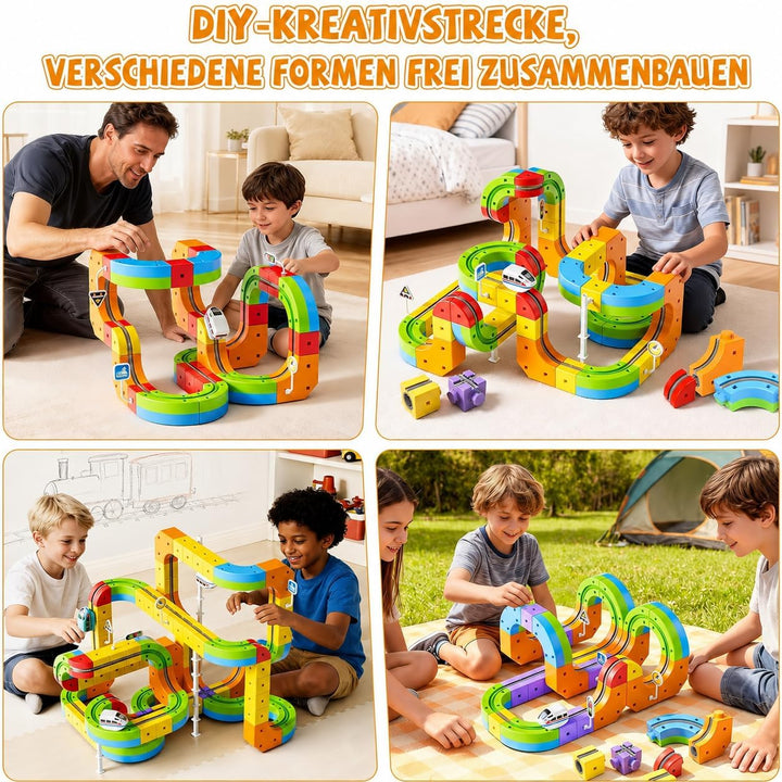Umikk Clickrail Electric Train Set Flexible Race Track, Magic Rail Block, Magic Rail Block mit Schwe