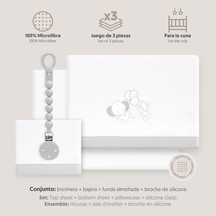 Interbaby Bettwäsche-Set für Kinderbett, 60 x 120 cm, 100% Polyester, warm, inklusive Spannbettlaken