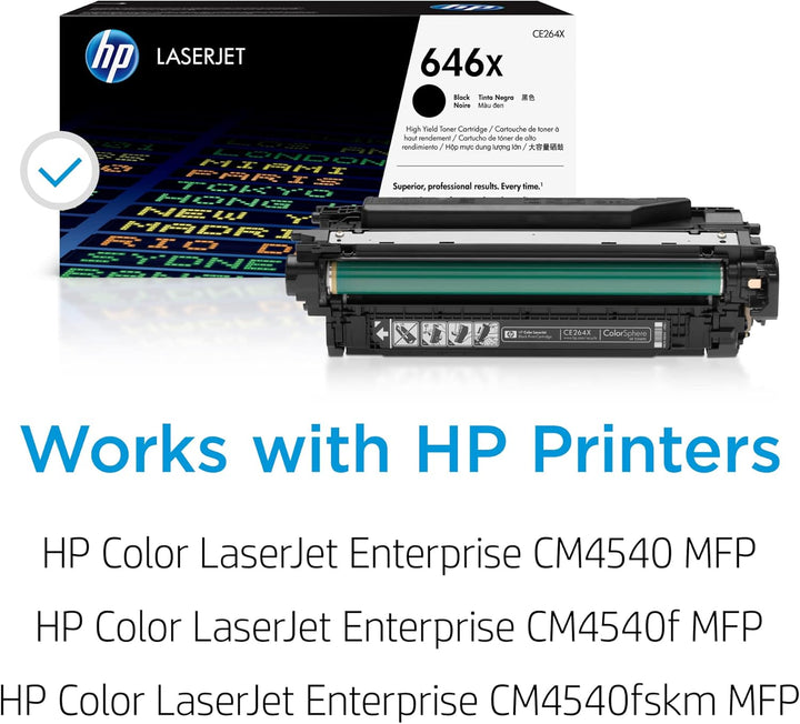 HP 646X (CE264X) Schwarz Original Toner mit hoher Reichweite für HP Color Laserjet Enterprise CM4540