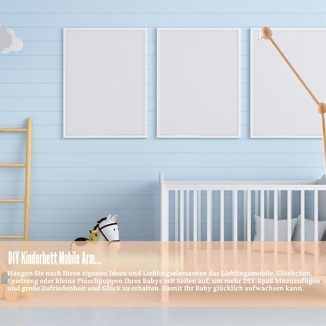 Mobile Halterung Holz für Wickeltisch, Mobile Halterung Holz für Babybett, Mobile Baby Halterung Dre