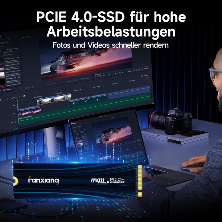 fanxiang NVMe SSD 1TB, M.2 PCIe Gen4x4 Gaming Solid State Laufwerk, 7100MB/s Lesen, 6100 MB/s Schrei
