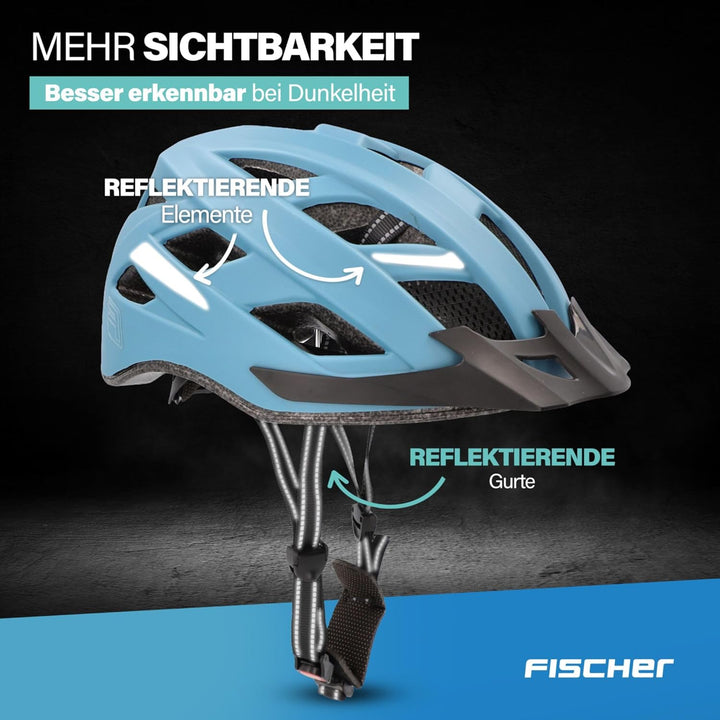 FISCHER Erwachsene Fahrradhelm Urban Plus Chicago Radhelm, Cityhelm mit integriertem LED-Rücklicht,