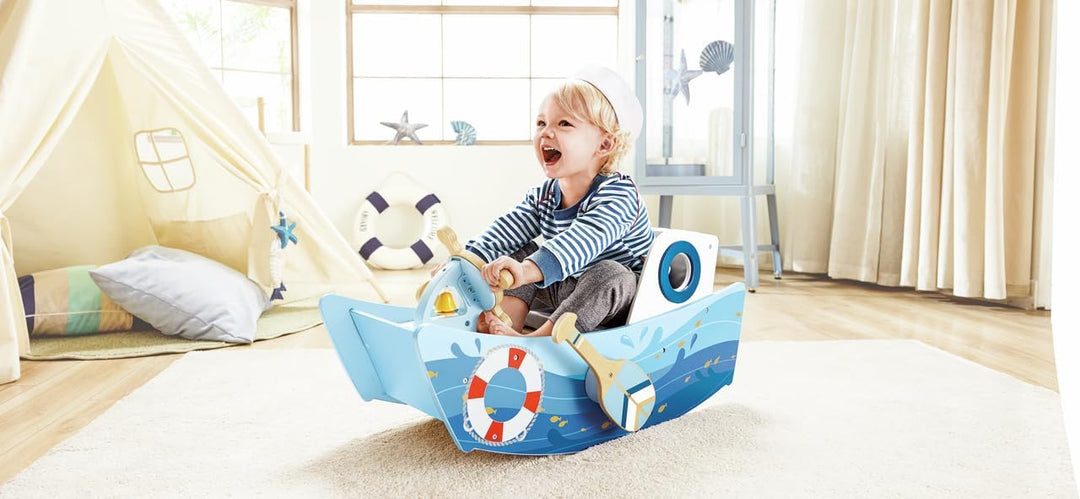 Hape Schaukelboot, fördert Balance und Motorik, mit funktionalen Ruderpaddeln und gepolstertem Sitz,