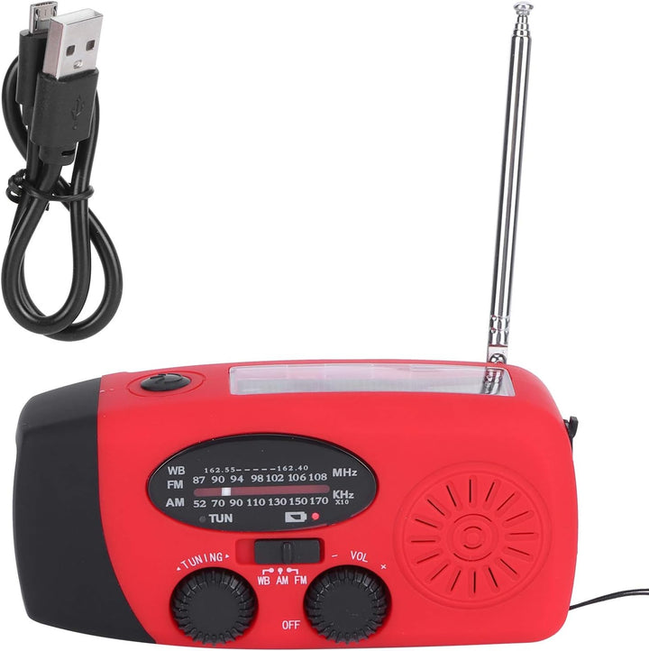 QQT088 ABS Wiederaufladbares Not-Solarradio mit LED-Taschenlampe, Tragbares Professionelles Wetterra