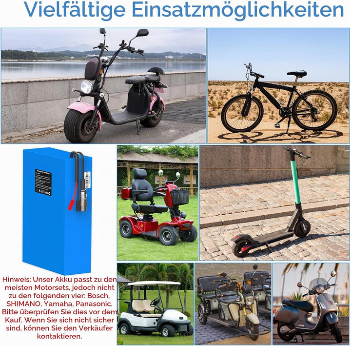 Yasco 48V Ebike Akku Rechteckig Ebike Batterie- Lithium ion Elektrische Fahrrad Batterie für 1800W/