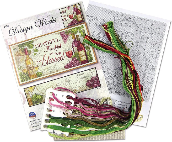 Design Works Crafts, Kreuzstich-Zählmusterpackung Grateful Wine