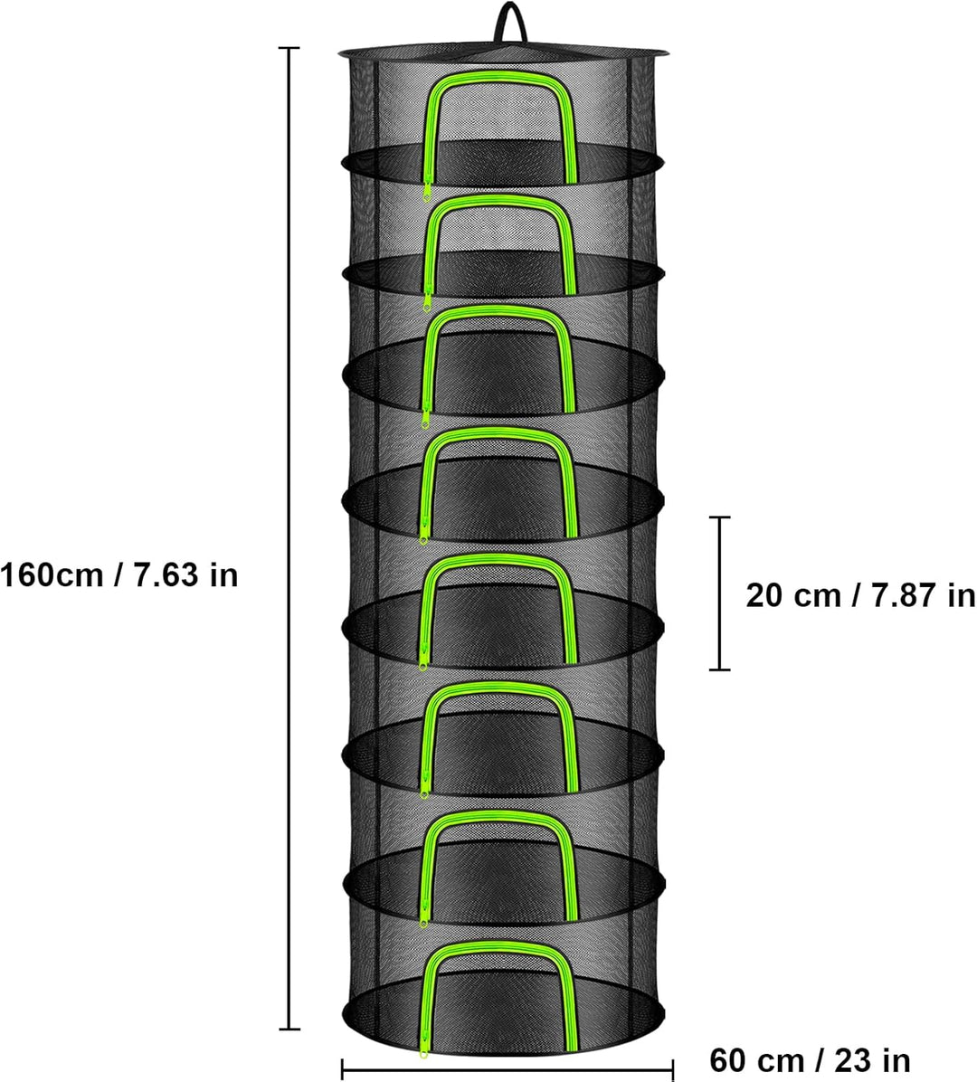 Coopache Trockennetz Kräuter Schwarz, 8-lagiges Kräutertrockner Hängend, Zipper Plant Drying Rack, M