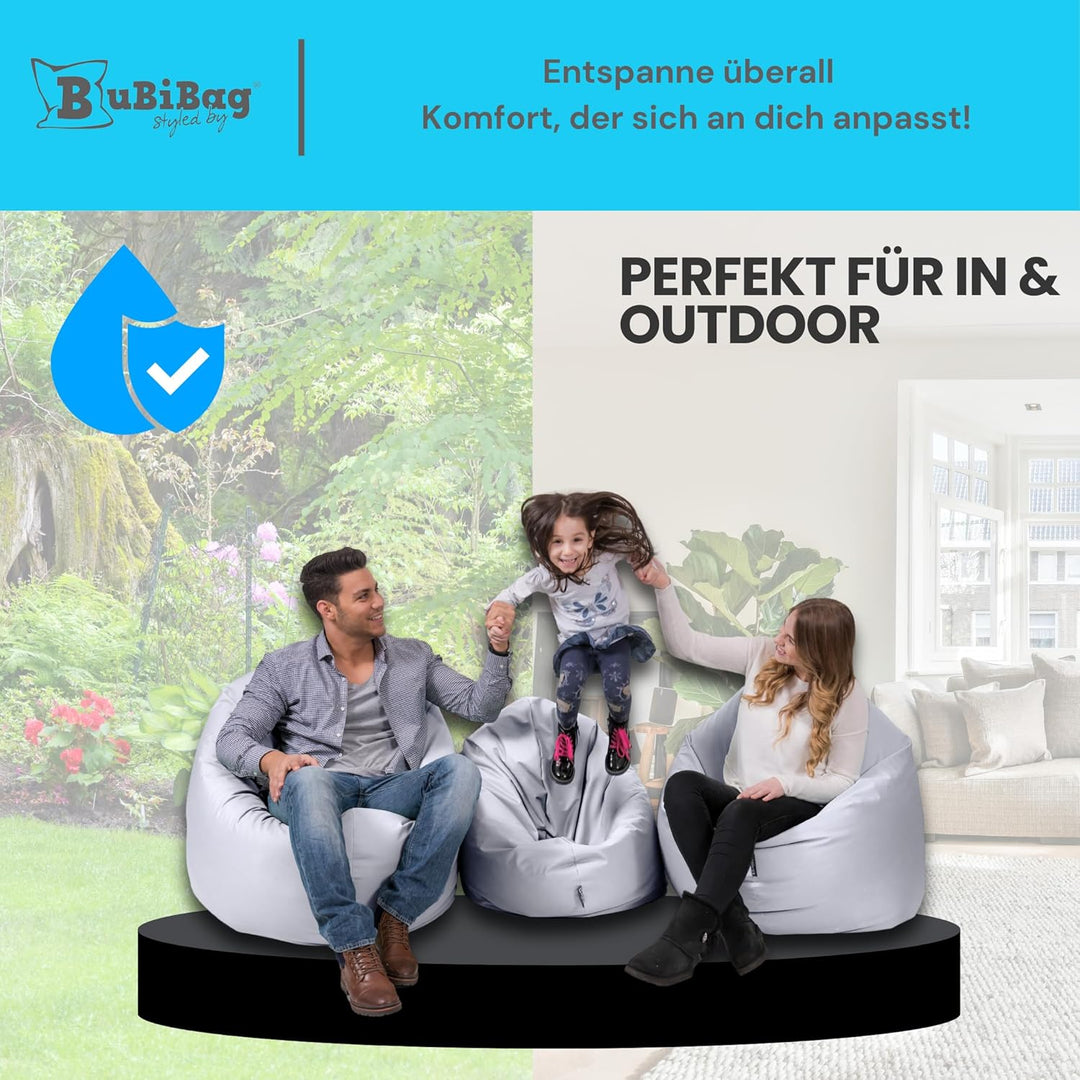 BuBiBag 2in1 Sitzsack L - XXL mit Füllung für Kinder &amp; Erwachsene, Gaming Beanbag &amp; Bodenkissen für