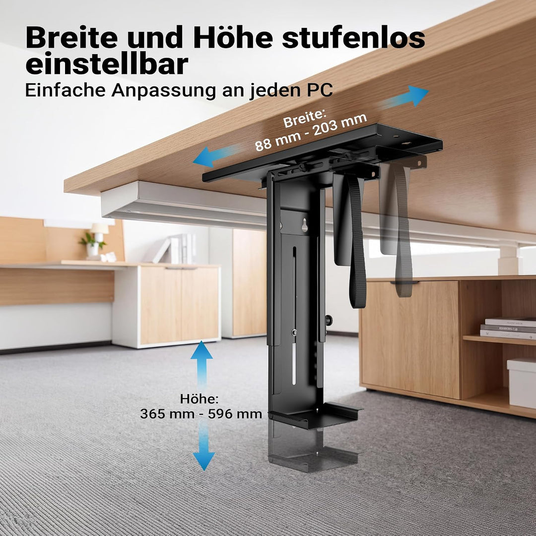 Wiltec Untertisch PC-Halterung mit Gleitschiene 360° Schwenkbar für Computer-Gehäuse bis 10kg, mit G