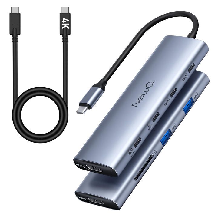 USB C Video Hub mit Dual/Triple Monitor Support, 4K@30-60Hz HDMI, 100W PD, 6X USB 10 Gbit/s, SD4.0,