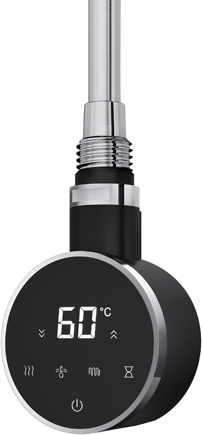 Heizstab 600W für Badheizkörper Elektrisch mit Thermostat, Vollbild Touch Bedienung, Einfach &amp; Effiz