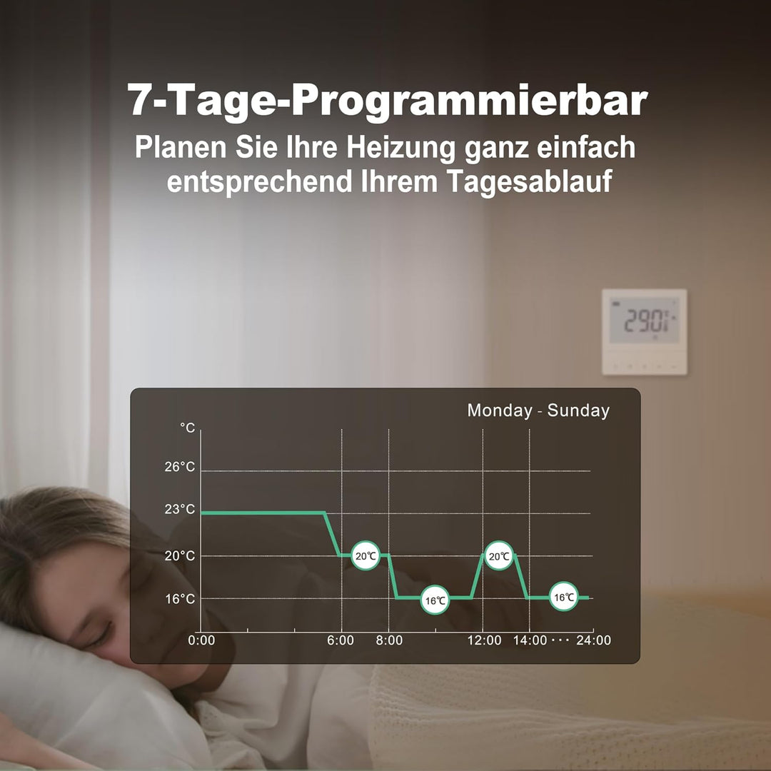 ECOBAY WiFi-Thermostat für Wasserfussbodenheizung: Kompatibel mit Heizkesseln, thermischen Stellglie
