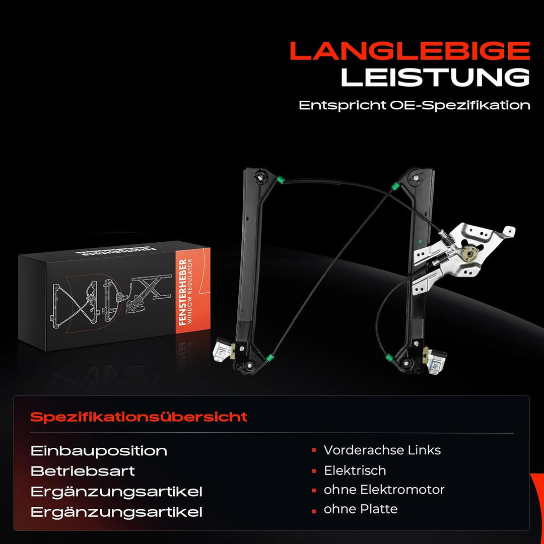 Frankberg Fensterheber Elektrisch ohne Motor Vorne Links Kompatibel mit 9-3 YS3F Limousine 2002-2007