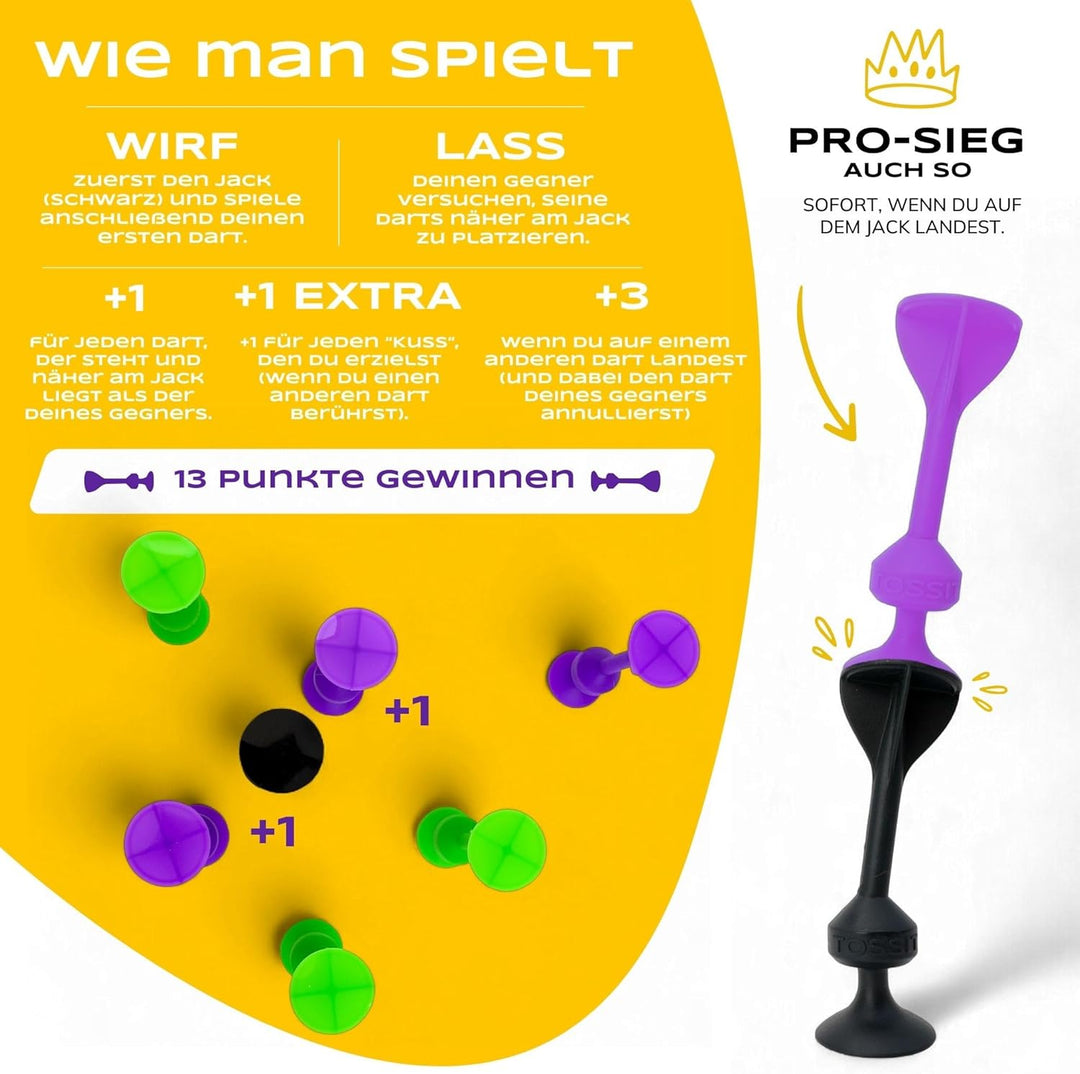 TOSSIT Spiel Rot Cyan, Dartpfeil Silikon-Saugnapf, Boccia innen aussen, starker und langlebiger Saug