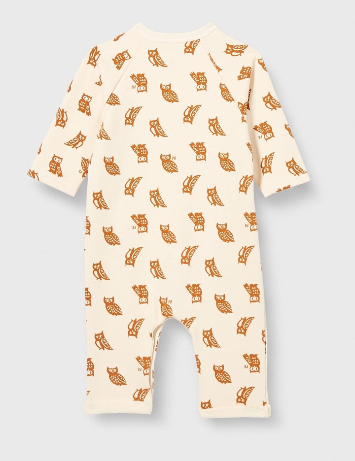 Petit Bateau Unisex Baby Langer Overall aus Baumwolle mit Eulen-Print für Babys 6 Monate Weiss Avala