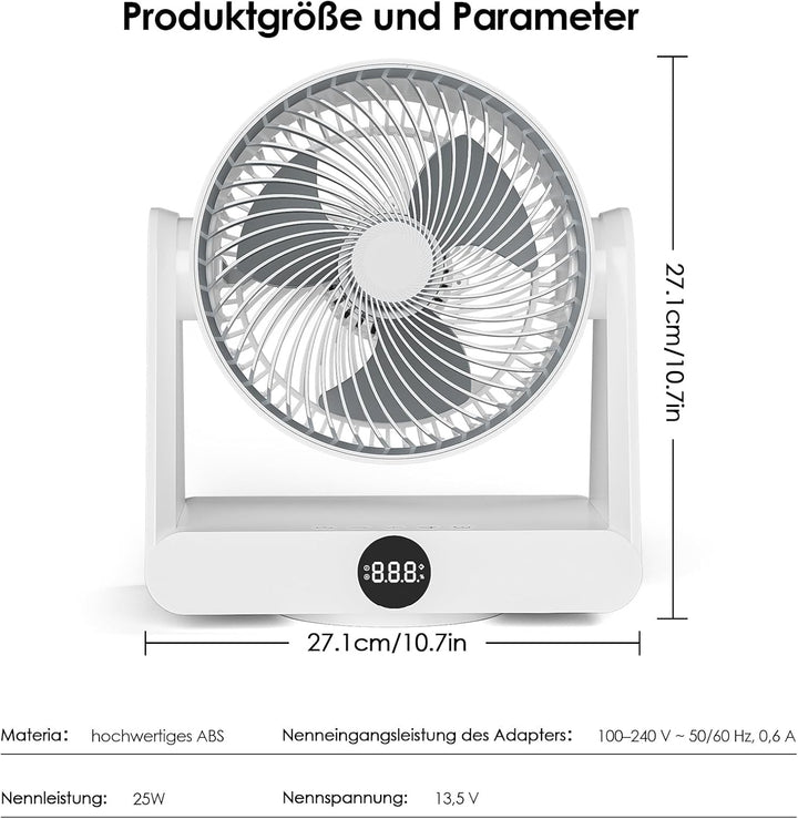 Dreamhigh® Leiser Ventilator mit Fernbedienung, 12-Geschwindigstufe 12H Timer, 90° Auto oszillierend