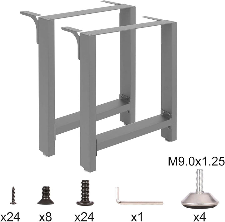Wiltec Tischkufen Tischbeine aus Vierkantprofilen 64x40 cm grau pulverbeschichtet Tischgestell Tisch