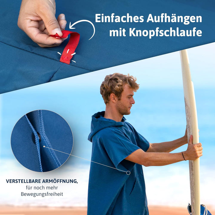 AUTDOOR® Mikrofaser Badeponcho Damen & Herren - nachhaltig aus 100% recycelten PET-Flaschen - Handtu